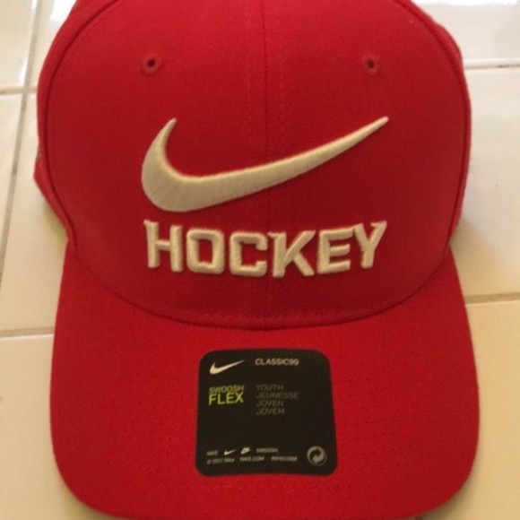 BRAND NEW youth nike Nike swoosh dri-fit hockey red cap / hat - Picture 3 of 4